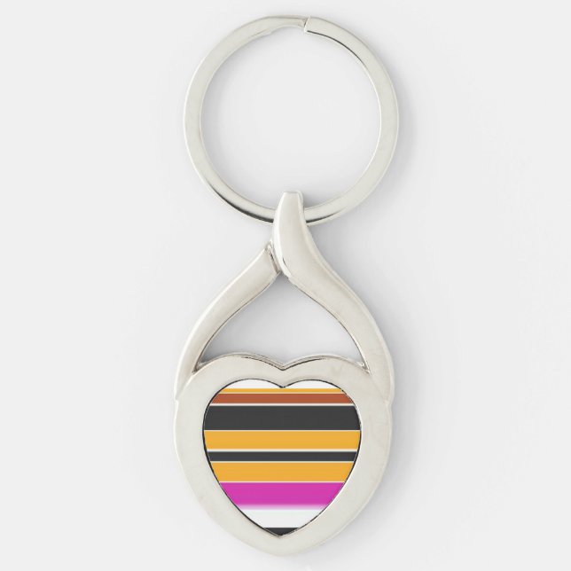Cute black orange stripes keychain (Front)