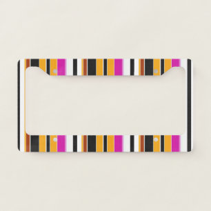 Cute black orange stripes license plate frame