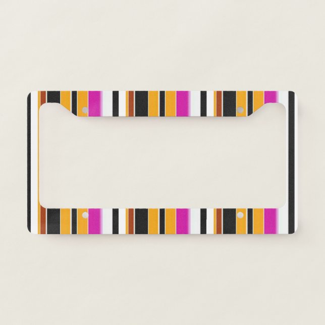 Cute black orange stripes license plate frame (Front)