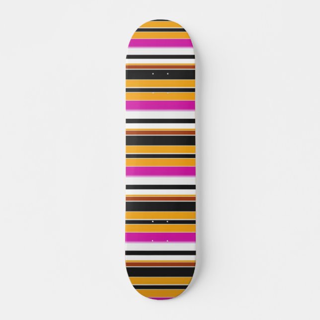 Cute black orange stripes skateboard (Front)