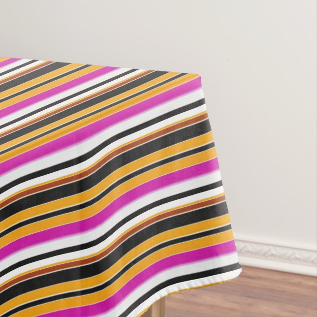 Cute black orange stripes tablecloth (In Situ)