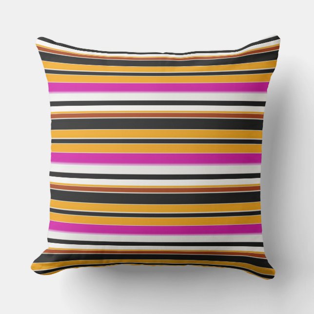 Cute black orange stripes throw pillow (Front)