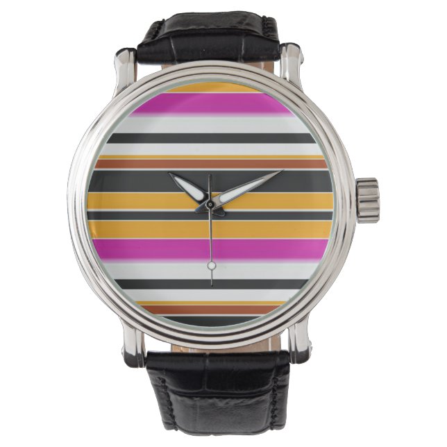 Cute black orange stripes watch (Front)