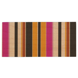 Cute black orange stripes wood flash drive