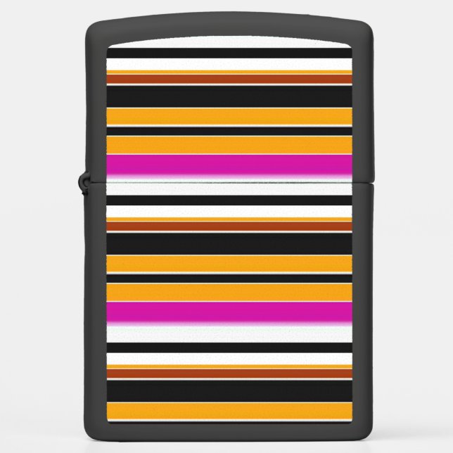 Cute black orange stripes zippo lighter (Front)