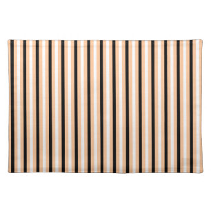 Cute Black Orange & White Stripe Pattern Halloween Cloth Placemat