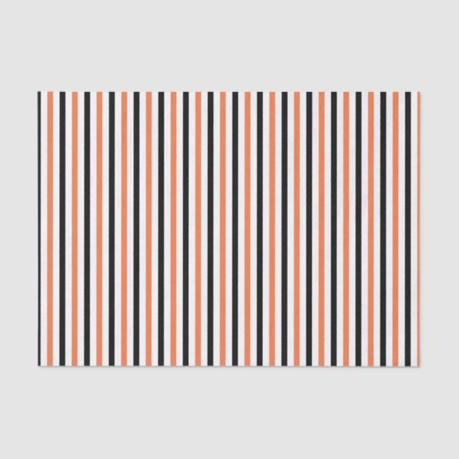 Cute Black Orange & White Stripe Pattern Halloween Tissue Paper (Front)