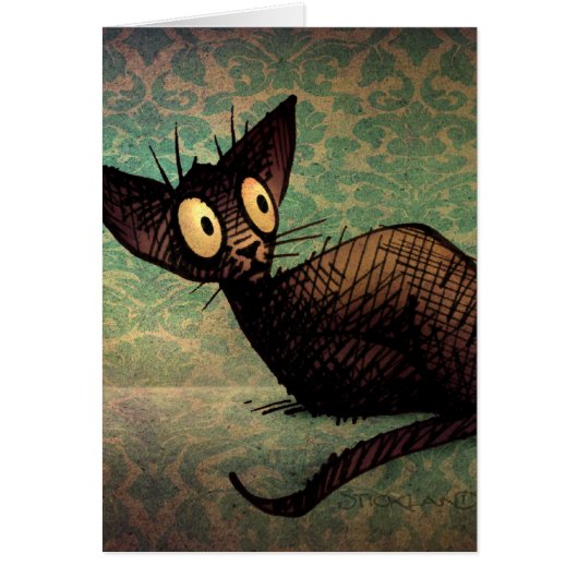 Cute Black Oriental Cat Cards (Front)