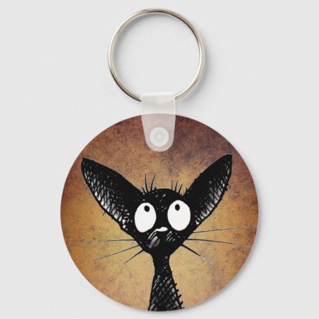 Cute Black Oriental Cat Keychain