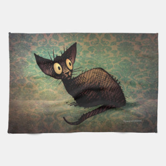 Cute Black Oriental Cat Towel