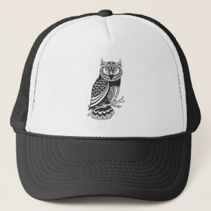 Cute Black Owl Illustration Halloween Addition Trucker Hat