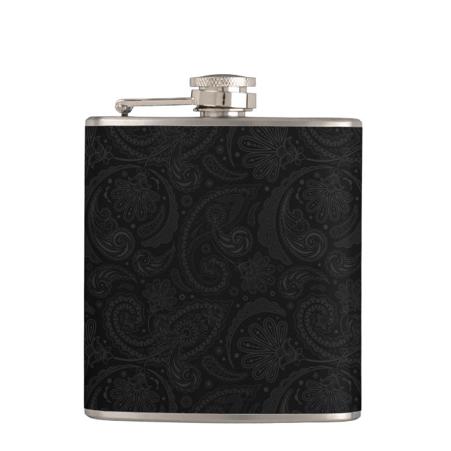 Cute black paisley pattern flask (Front)