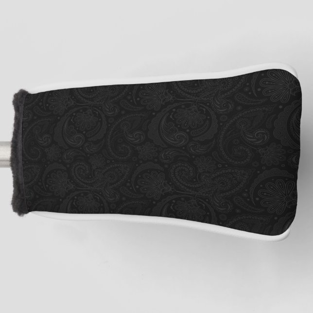 Cute black paisley pattern golf head cover (Front)