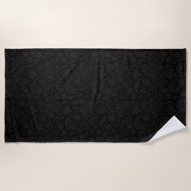 Cute black paisley pattern leggings beach towel (Front)