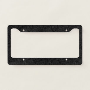 Cute black paisley pattern license plate frame
