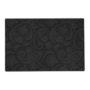 Cute black paisley pattern placemat