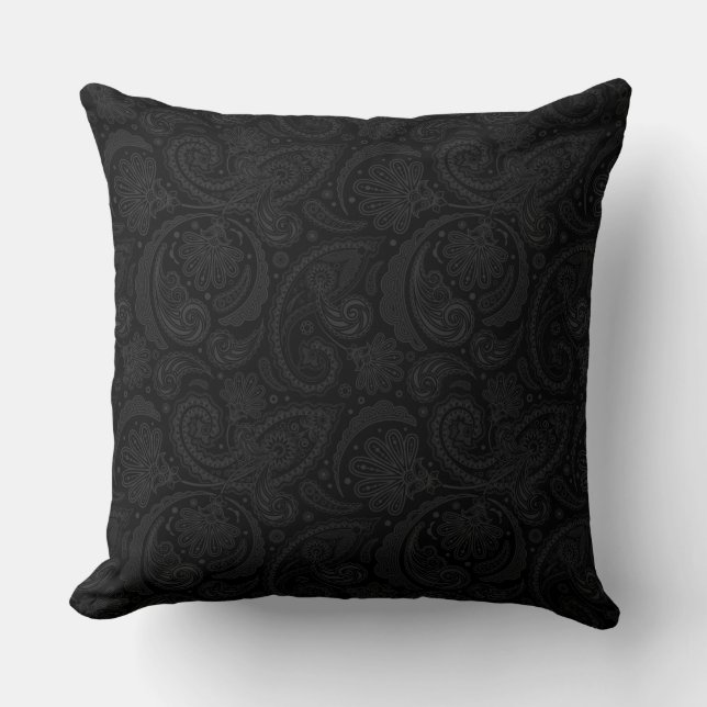 Cute black paisley pattern throw pillow (Front)