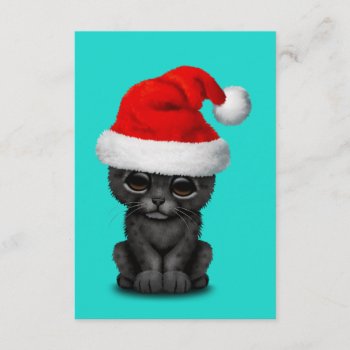 Cute Black Panther Cub Wearing A Santa Hat Invitation by crazycreatures at Zazzle