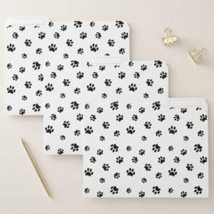 Cute Black Paw Prints Pattern File Folder