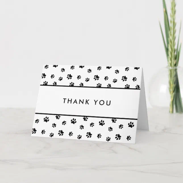 Cute Black Paw Prints Pet Care Business Thank You Card | Zazzle