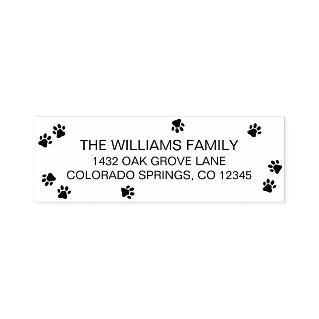 Cute Black Paw Prints Return Address Self-inking Stamp (Design)