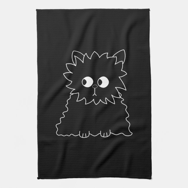 Cute Black Persian Cat. Kitchen Towel (Vertical)