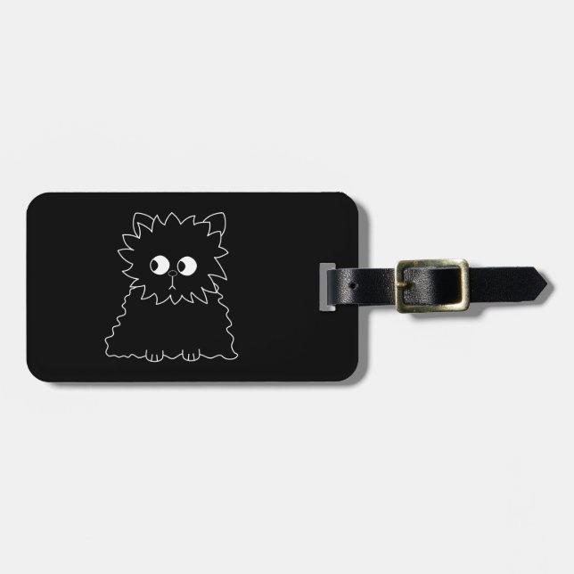Cute Black Persian Cat. Luggage Tag (Front Horizontal)
