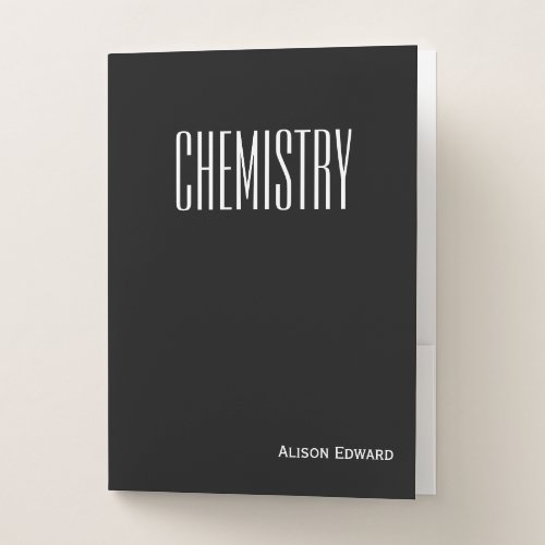 Cute Black Personalized School Subject Chemistry Pocket Folder