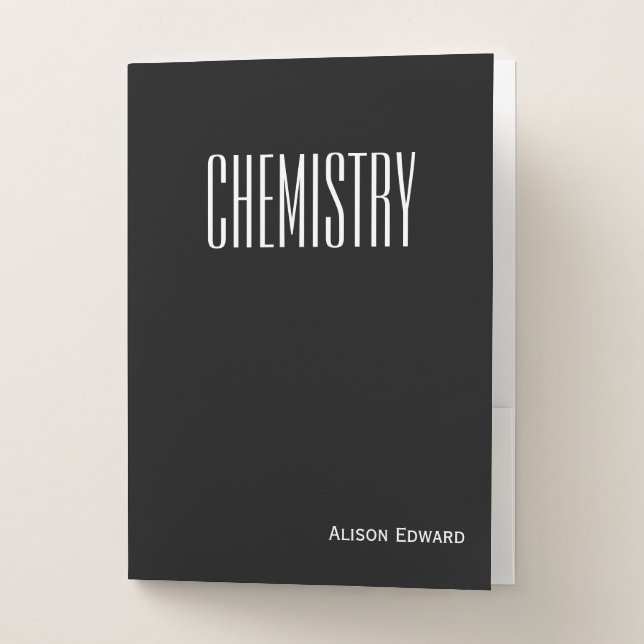 Cute Black Personalized School Subject Chemistry Pocket Folder (Front)