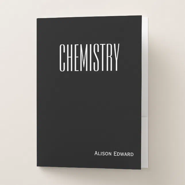 Cute Black Personalized School Subject Chemistry Pocket Folder | Zazzle