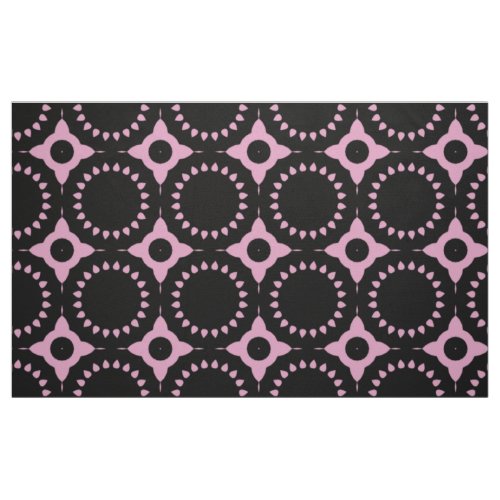 Cute Black  Pink Abstract Geometric Pattern Fabric