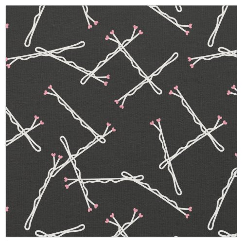 Cute Black Pink Bobby Pins Hair Stylist Pattern Fabric