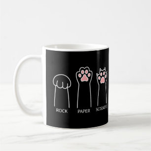 Cute Black Pink Funny Cat Rock Paper Scissors Meme Coffee Mug