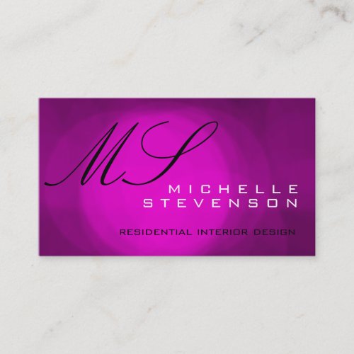 Cute Black Pink Purple Monogram Business Card