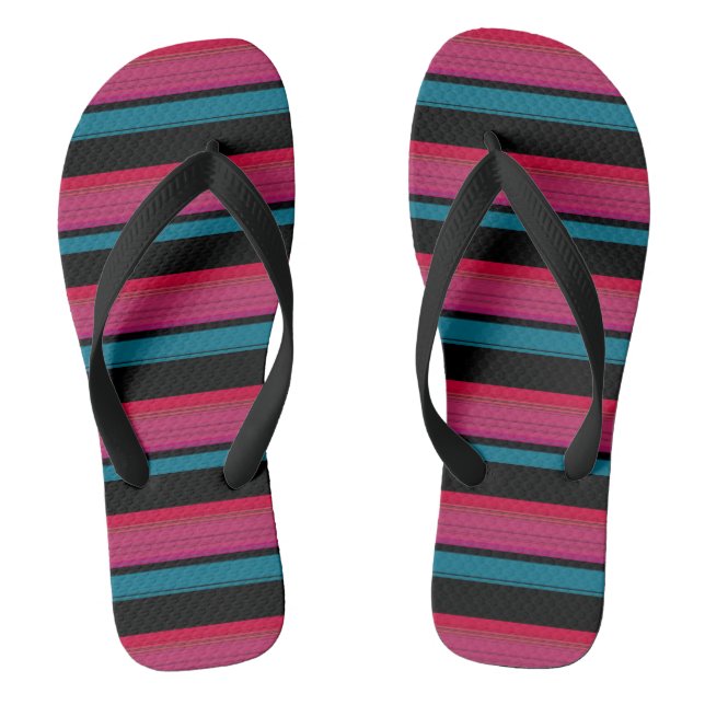 Cute black pink stripes flip flops (Footbed)