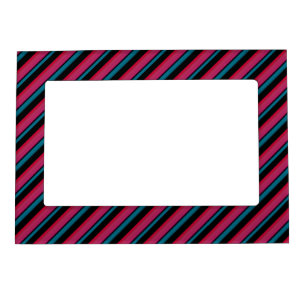 Cute black pink stripes magnetic frame