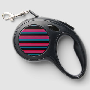 Cute black pink stripes retractable pet leash 