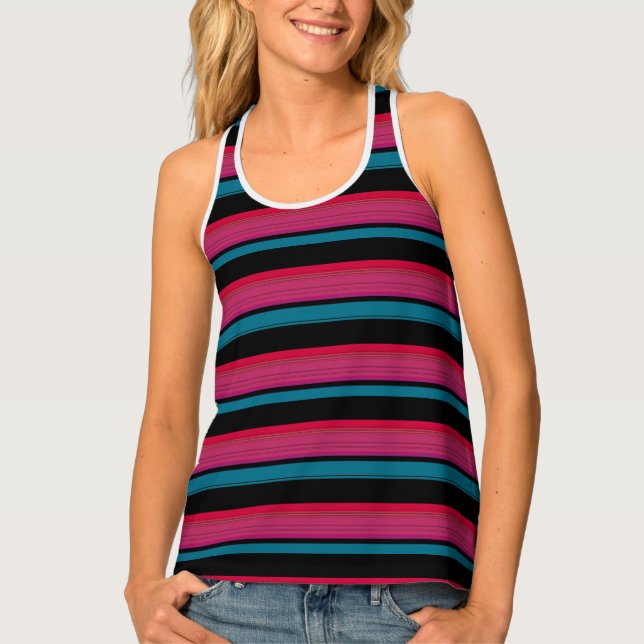 Cute black pink stripes tank top (Front)
