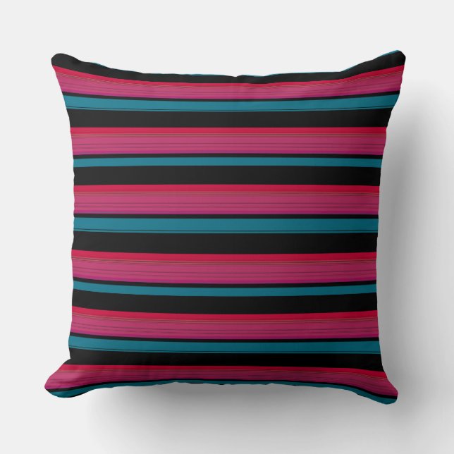 Cute black pink stripes throw pillow (Front)