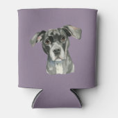 Cute Black Pit Bull Dog Watercolor Can Cooler (Front)