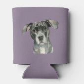 Cute Black Pit Bull Dog Watercolor Can Cooler (Back)