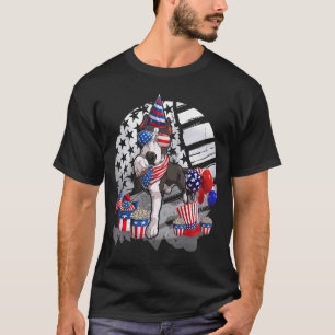 Cute Black Pitbull Dog Sunglasses American Flag 4t T-Shirt
