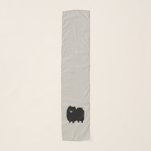Cute Black Pomeranian Cartoon Dog Scarf