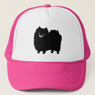 Cute Black Pomeranian Cartoon Dog Trucker Hat