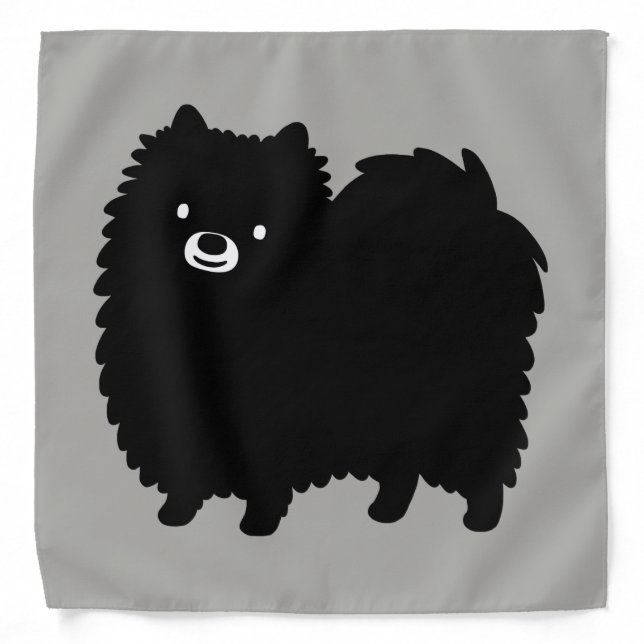 Cute Black Pomeranian Dog Bandana (Front)