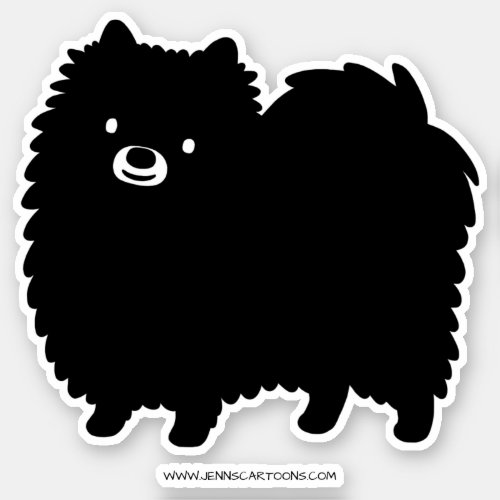 Cute Black Pomeranian Dog  Fluffy Pommie Pom Sticker