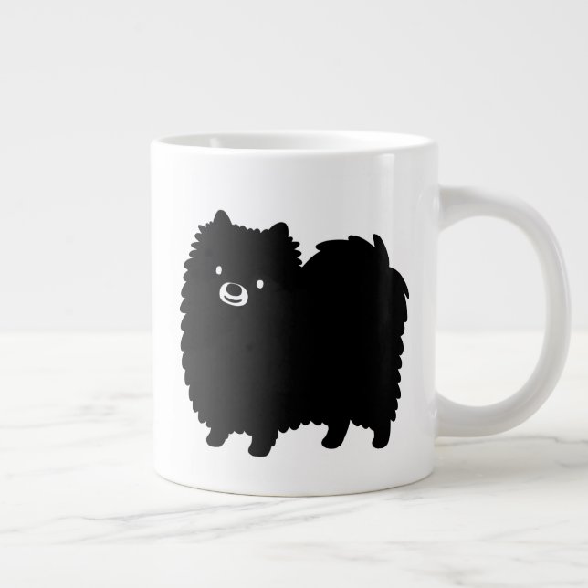 Cute Black Pomeranian Dog Giant Coffee Mug (Right)