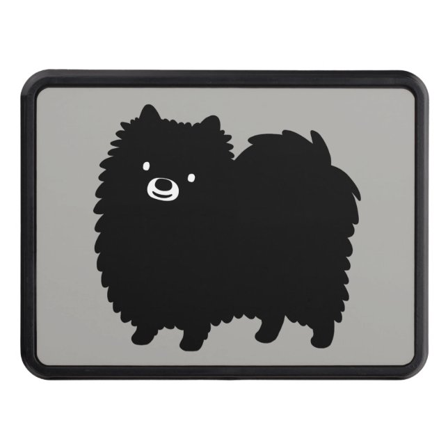 Cute Black Pomeranian Dog Trailer Hitch Cover (Front)