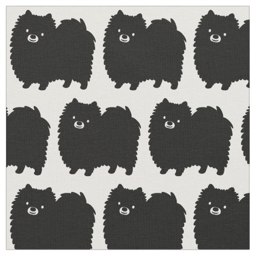 Cute Black Pomeranian Dogs Pattern Fabric