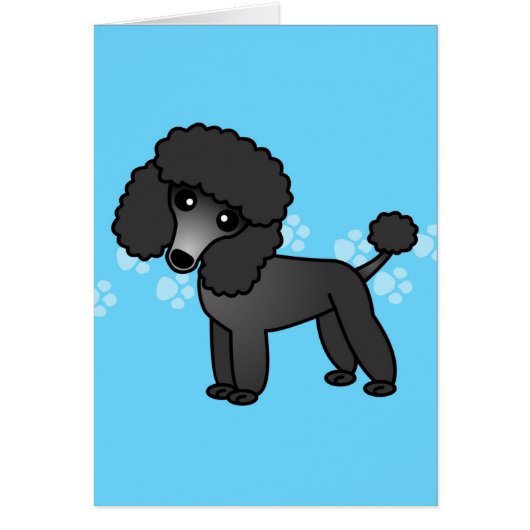Cute Black Poodle Cartoon Cards (Front)